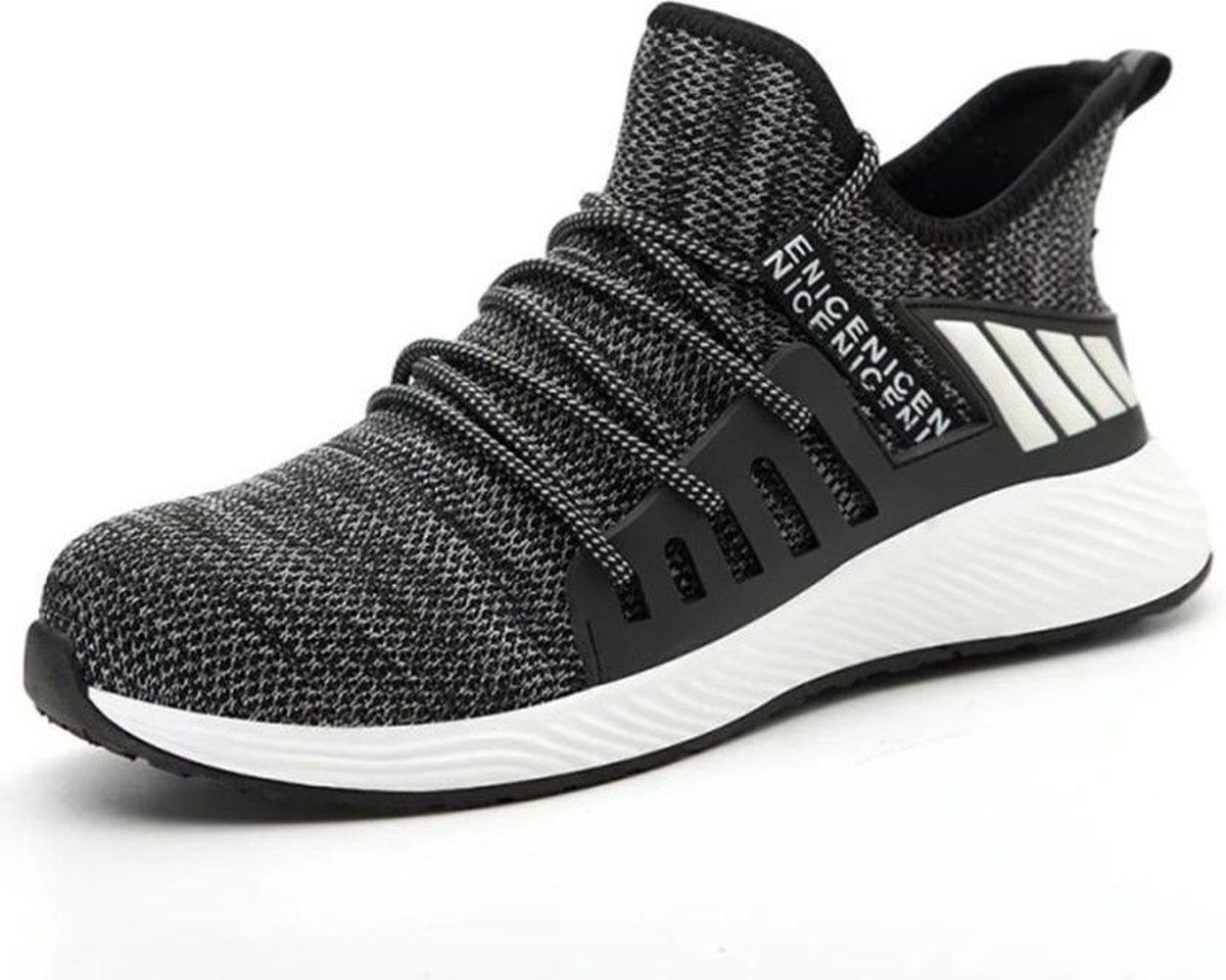 Veiligheidsschoenen Heren Dames Werkschoenen Licht Sportief Stalen Neus Anti-perforatie Beschermende Schoenen Sneaker (Color : Khaki, Size : 43 EU