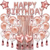 Mramor Happy Birthday versiering decoratie verjaardag feestpakket XL Rose goud 49 delig