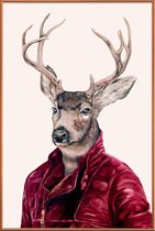 JUNIQE - Poster met kunststof lijst Deer -30x45 /Bruin & Ivoor
