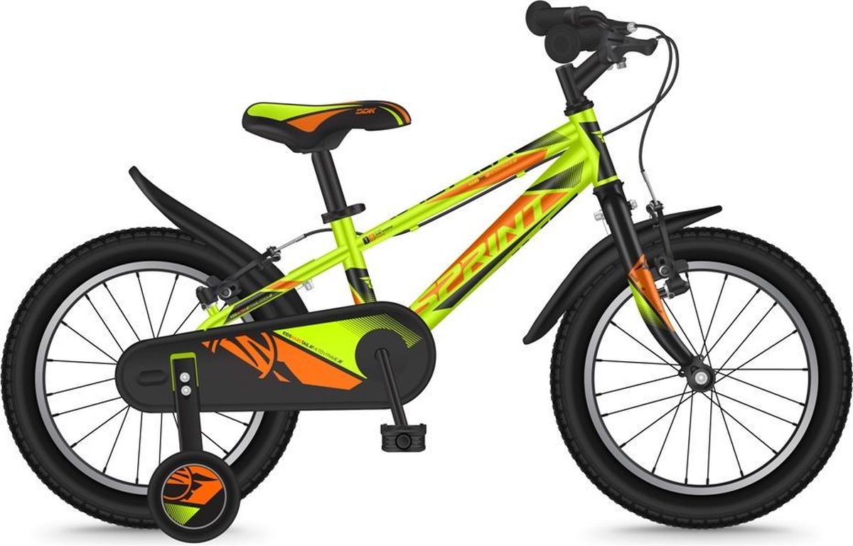 SPRINT CASPER Mountainbike Jongensfiets 16 inch Neon Groen Kinderfiets Framemaat 24 cm BK21SI0530_1 Rij2