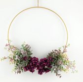 Kunstbloemen Krans - Gouden Hoepel Ring - 30 cm diameter - woonkamer bruiloft decoratie