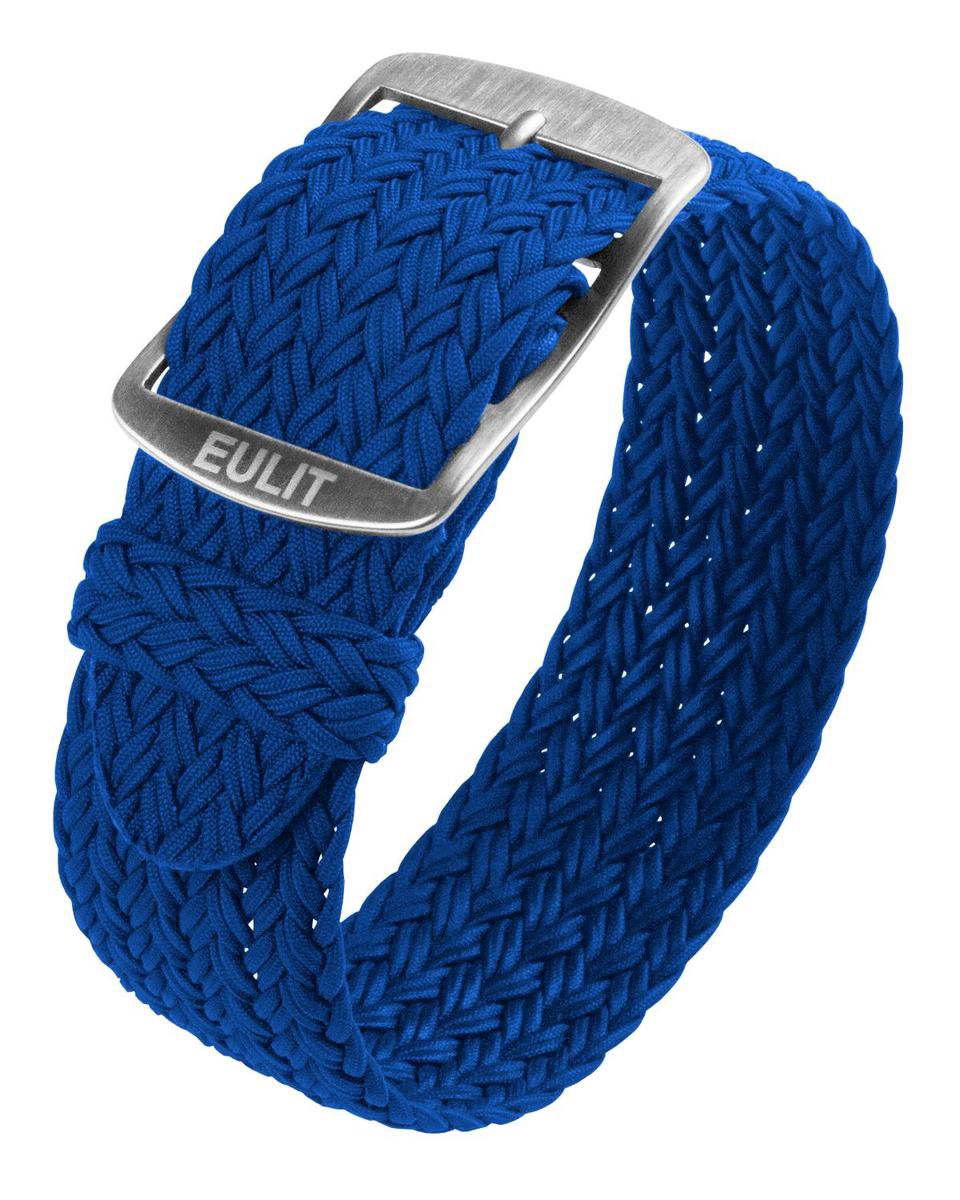 EULIT horlogeband perlon 22 mm blauw metalen gesp bol