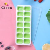 Cicon Siliconen ijsblokjesvorm inclusief deksel Groen - 14 ijsklontjes