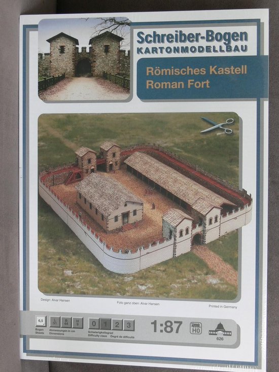 modelbouw, bouwplaat van een Romeins fort, schaal 1:87