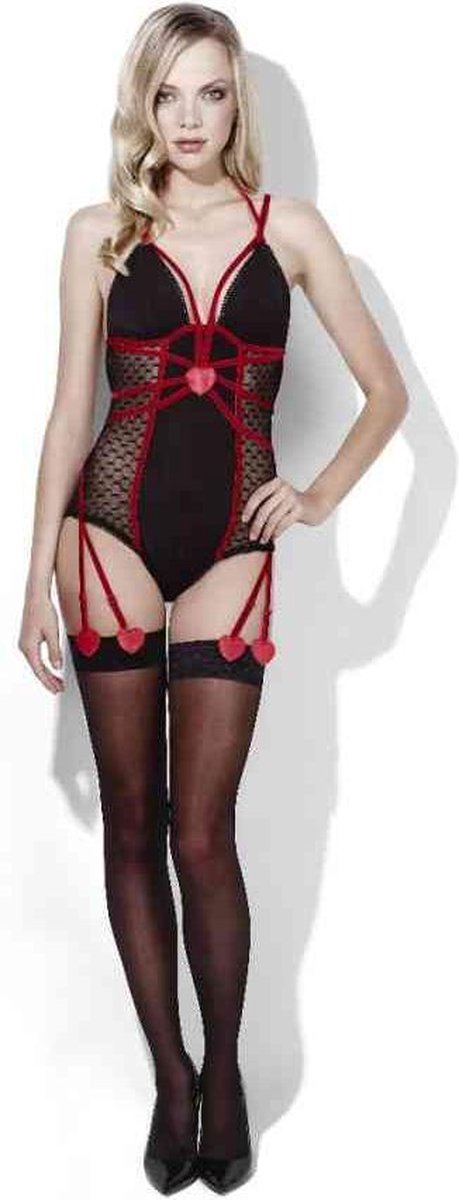Fever lingerie - Sweetheart - Bodysuit met bretels - Sexy lingerie - Erotische lingerieset - Sexy rollenspel kleding - Maat S