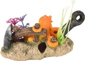 Aquarium decoratie Leto anker + octopus - 16 x 8 x 9 cm - Oranje - 16 x 8 x 9 cm