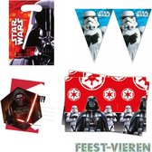 Star Wars verjaardag pakket uitnodigingen, vlaggetjesslinger, tafelkleed en uitdeelzakjes