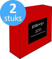 iSleep Dubbel Jersey Hoeslaken Voordeelset (2 Stuks) - Eenpersoons - 80/90x200 cm - Rood