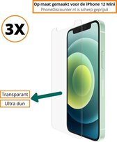 Fooniq Transparant Screenprotector 3x - Geschikt Voor Apple iPhone 12 Mini