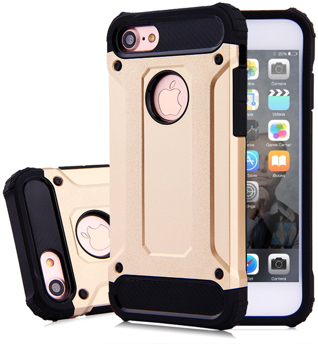 Ntech hoesje Geschikt voor iPhone 8 / 7 Armor Hoesje - Goud