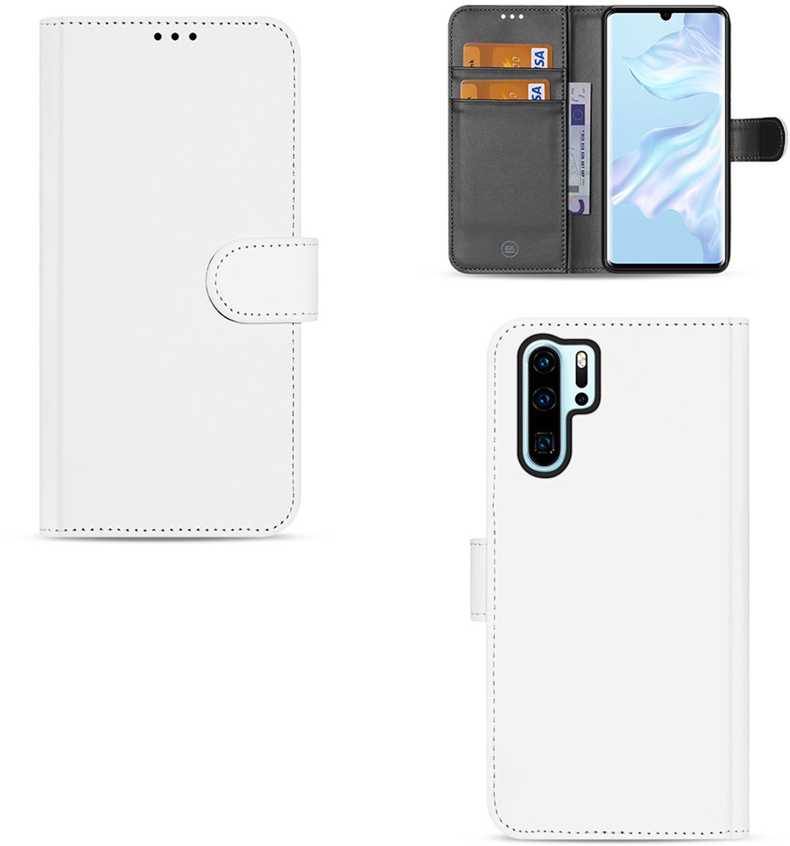 Huawei P30 Pro Telefoonhoesje Wit met Pasjeshouder