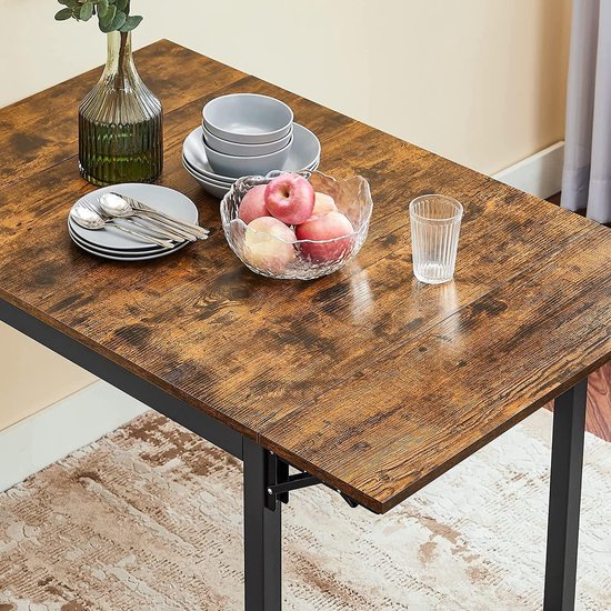 Inklapbare eettafel - keukentafel voor 2-4 personen, voor kleine ruimtes, vintage bruin-zwart - Merkloos