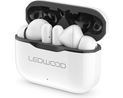 LEDWOOD LD-T06-WHI-BLK - CAPELLA T06 TWS earphones met oplaadcase en superbass, wit/zwart