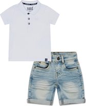 Koko Noko BIO Basics Set(2delig) Jeans Short NILS en Polo Wit - Maat 98/104