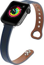 Geschikt voor Apple Watch bandje 42 / 44 / 45 / 49 mm - Series 1 2 3 4 5 6 7 8 SE Ultra - Smartwatch iWatch horloge band - 42mm 44mm 45mm 49mm - Fungus - PU Leer - Donkerblauw - Du
