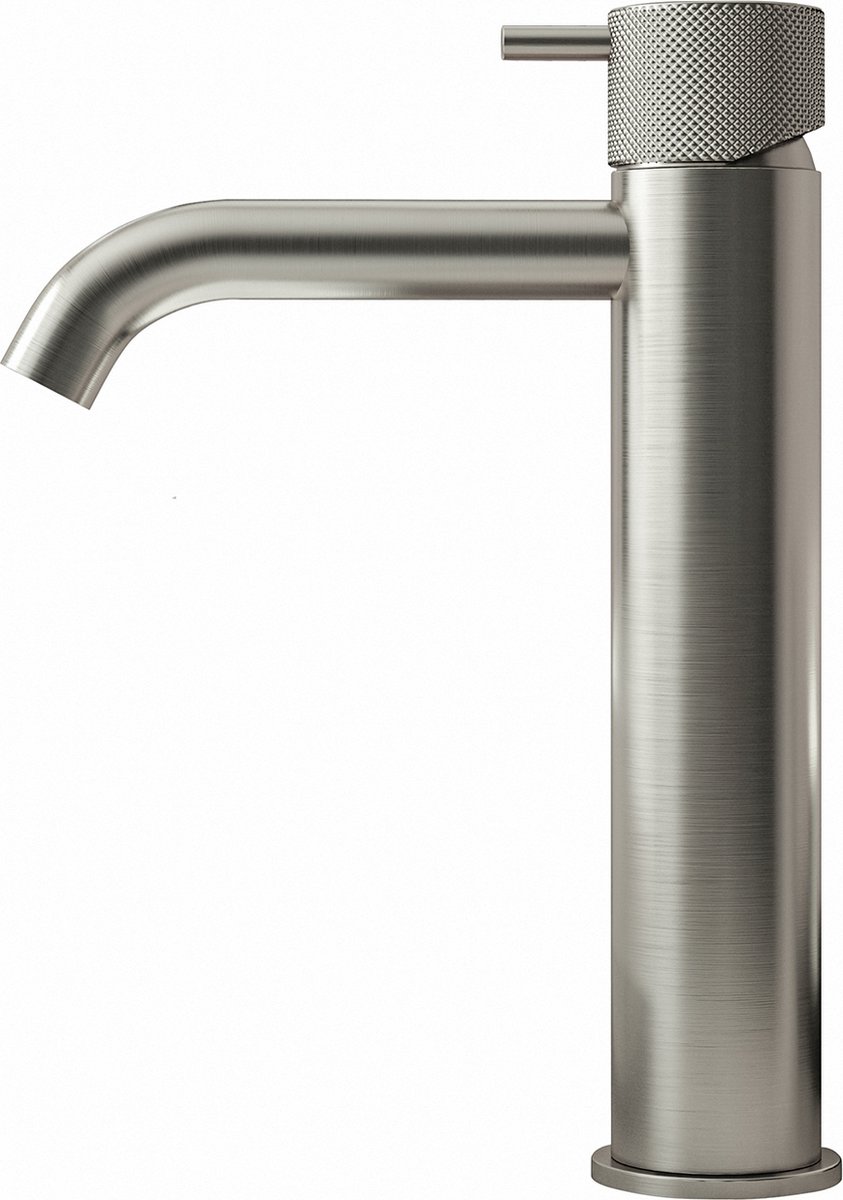 Hotbath Cobber X - Wastafelmengkraan - zonder Waste - Laag - Geborsteld Nikkel - Opbouw - Nikkel - V02