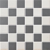 Mosaic London 30.9x30.9cm Porcelaine Non émaillée, Antidérapante Et Super Damier Wit Et Zwart (Prix Par 0.96 m2)