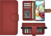 Geschikt voor Samsung Galaxy A72 hoesje - Bookcase - Samsung A72 Wallet Book Case Echt Leer Rood Cover