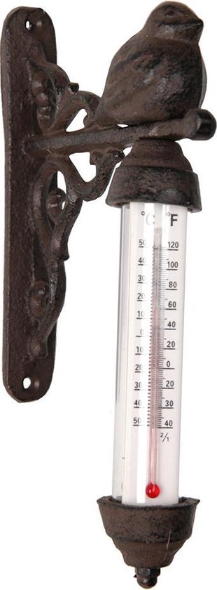 Nucleair Stam Voorwaarden Clayre & Eef Thermometer Buiten 10x5x16 cm Bruin Ijzer Rond Vogel  Thermometer... | bol.com