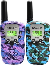 TALK-IT Walkie Talkie Voor Kinderen en Volwassenen - Portofoon - 3KM Bereik - 2 stuks - Camouflage Paars Blauw - Media Evolution®