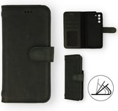 HB Hoesje Geschikt voor Samsung Galaxy S21 Plus Zwart - Lederen Portemonnee Book Case