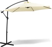 Parasol beige Ø 300 cm met zwengel | zonnescherm met standaard | tuinscherm UV-bescherming aluminium | zwengelscherm marktscherm waterdicht