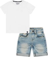 Koko Noko BIO Basics Set(2delig) Jeans Short NILS en Shirt Wit - Maat 134/140