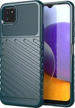 Samsung Galaxy A22 5G Hoesje - Mobigear - Groove Serie - TPU Backcover - Groen - Hoesje Geschikt Voor Samsung Galaxy A22 5G
