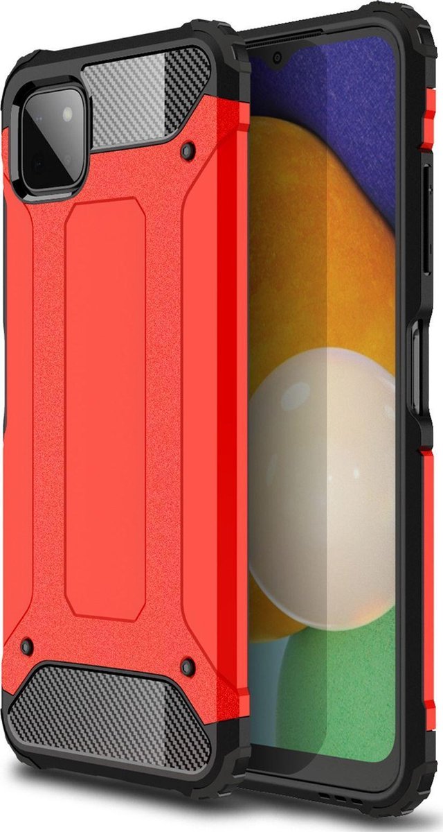 Mobigear Hoesje geschikt voor Samsung Galaxy A22 5G Telefoonhoesje Hardcase | Mobigear Outdoor Backcover Shockproof | Schokbestendig Galaxy A22 5G Telefoonhoesje | Anti Shock Proof - Rood