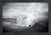 JUNIQE - Poster met houten lijst Indonesia Surf -30x45 /Wit & Zwart