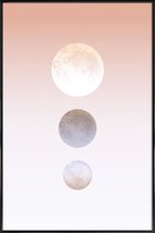 JUNIQE - Poster met kunststof lijst Moon Triplet -13x18 /Bruin &
