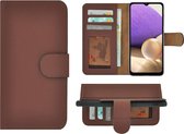 Samsung A31 Hoesje - Leder Bookcase - Samsung A31 Hoesje Book Case Portemonnee Wallet Echt Leer Bruin Cover