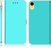 Voor iPhone XR geÃ¯miteerd spiegelend oppervlak Horizontaal flip lederen tas met houder & kaartsleuven & portemonnee en lanyard (mintgroen)