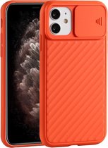 Voor iPhone 11 Pro Sliding Camera Cover Design Twill Anti-Slip TPU Case (oranje)