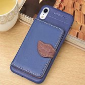 Litchi Texture PU + TPU horizontaal flip lederen tas voor iPhone XR, met houder & kaartsleuven & portemonnee & fotolijst (blauw)