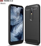 Brushed Texture Carbon Fiber TPU Case voor Nokia 4.2 (zwart)