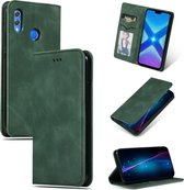 Retro skin feel zakelijke magnetische horizontale flip lederen case voor Huawei Honor 8X (legergroen)