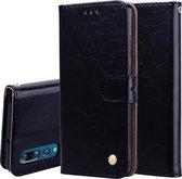 Business Style Oil Wax Texture Horizontal Flip Leather Case voor Huawei P30, met houder & kaartsleuven & portemonnee (zwart)