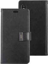 GOOSPERY RICH DAGBOEK Crazy Horse Texture horizontale flip lederen case voor iPhone XS Max, met kaartsleuven en portemonnee (zwart)