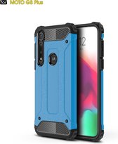 Voor Moto G8 Plus Magic Armor TPU + PC Combinatie Case (Blauw)