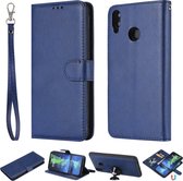 Voor Huawei Honor 8X effen kleur horizontale flip beschermhoes met houder & kaartsleuven & portemonnee & fotolijst & lanyard (blauw)
