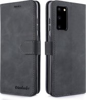 Voor Galaxy S20 Diaobaolee Pure Fresh Grain horizontale flip lederen tas met houder en kaartsleuven (zwart)