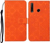 Huawei Honor 20 lite / 10i Etnische stijl Reliëfpatroon Horizontale flip lederen hoes met houder & kaartsleuven & portemonnee & lanyard (oranje)