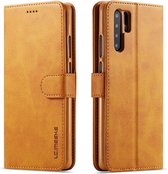 Voor Huawei P30 Pro LC.IMEEKE kalfsleer horizontale flip lederen tas, met houder & kaartsleuven & portemonnee (geel)