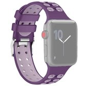 Voor Apple Watch Series 5 en 4 40 mm / 3 en 2 en 1 38 mm tweekleurige double-breasted siliconen vervangende polsband horlogeband (paars)