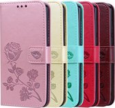 Voor Geschikt voor Xiaomi Redmi Note 8 Rose reliÃ«f horizontaal Flip PU lederen tas, met houder & kaartsleuven & portemonnee (groen)