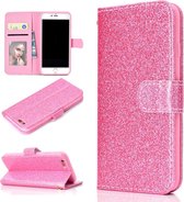 Voor iPhone 6 Glitterpoeder Horizontale Flip Leren Case met Kaartsleuven & Houder & Fotolijst & Portemonnee (Roze)