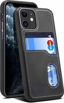 Voor iPhone 11 Pro Max H09 TPU + PU lederen anti-val beschermhoes met kaartsleuven (zwart)