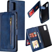 Voor Galaxy A71 negen kaart rits tas horizontale flip lederen tas met houder & kaartsleuven & fotolijst en portemonnee (blauw)