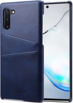 Suteni Calf Texture Back Cover beschermhoes met kaartsleuven voor Galaxy Note 10 (blauw)